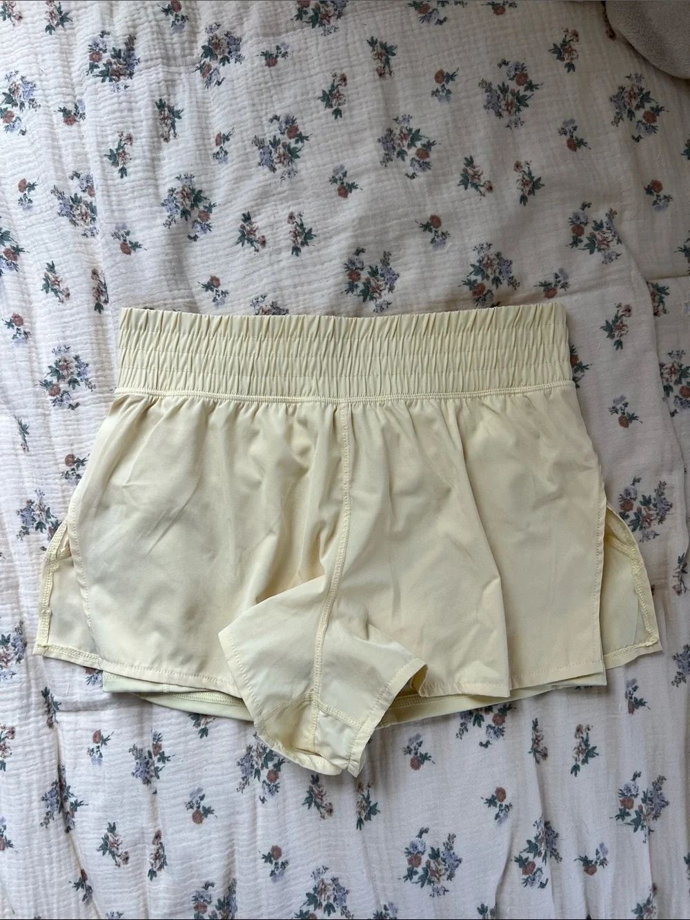 Velocity Pale Yellow Athletic Running Shorts